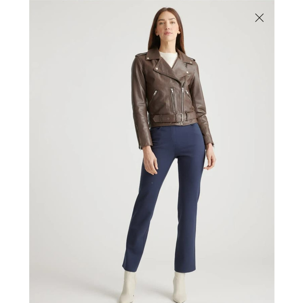 Quince straight pants navy blue Small